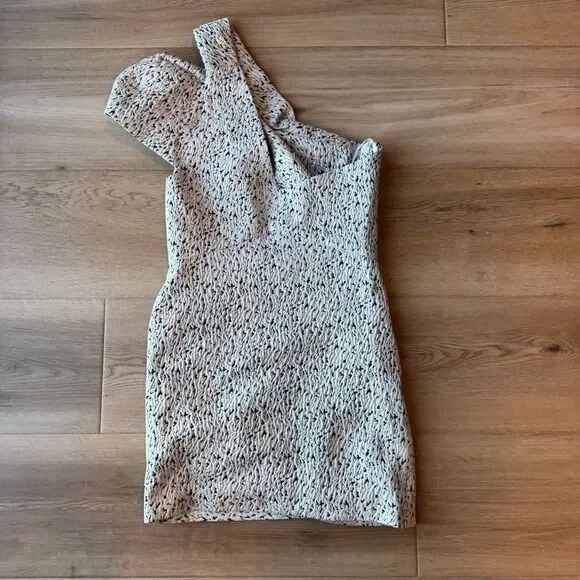 IRO Ophely Pearl White One Shoulder Metallic Mini Dress Medium NWT Cocktail